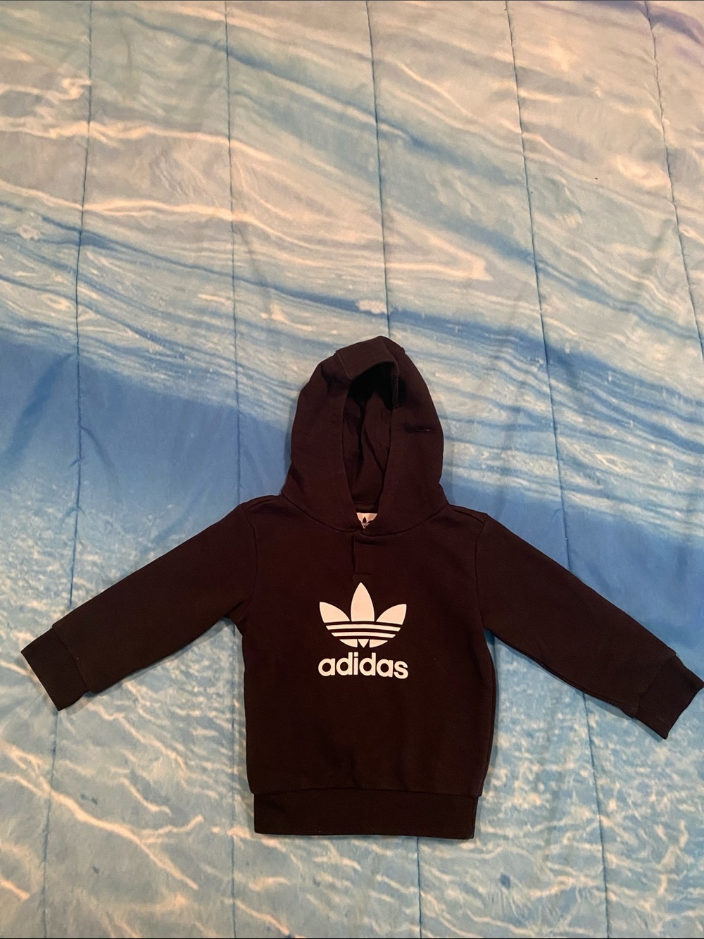 adidas Black Kids Hoodie with White Trefoil Logo